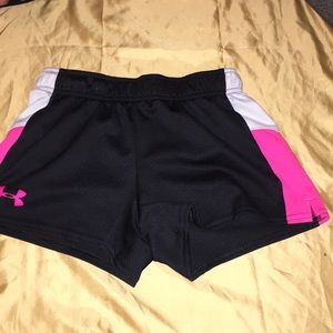 black white and pink loser under armour shorts
